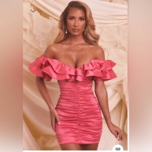 Oh Polly Dreaming Out Loud Bardou Mini Dress- Pink